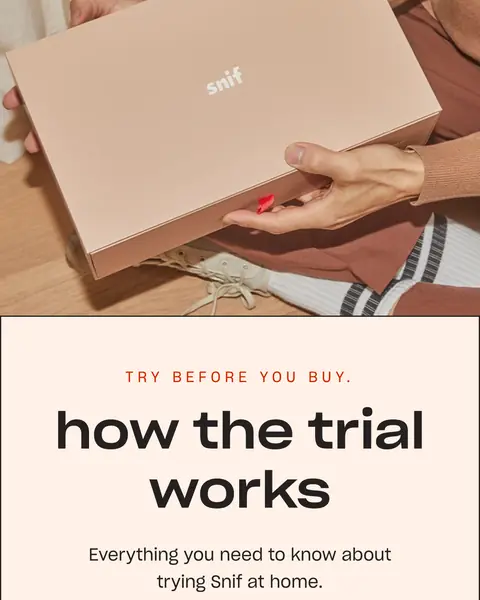 Snif how the trial works sayfası: Try before you buy, Everything you need to know about trying Snif at home