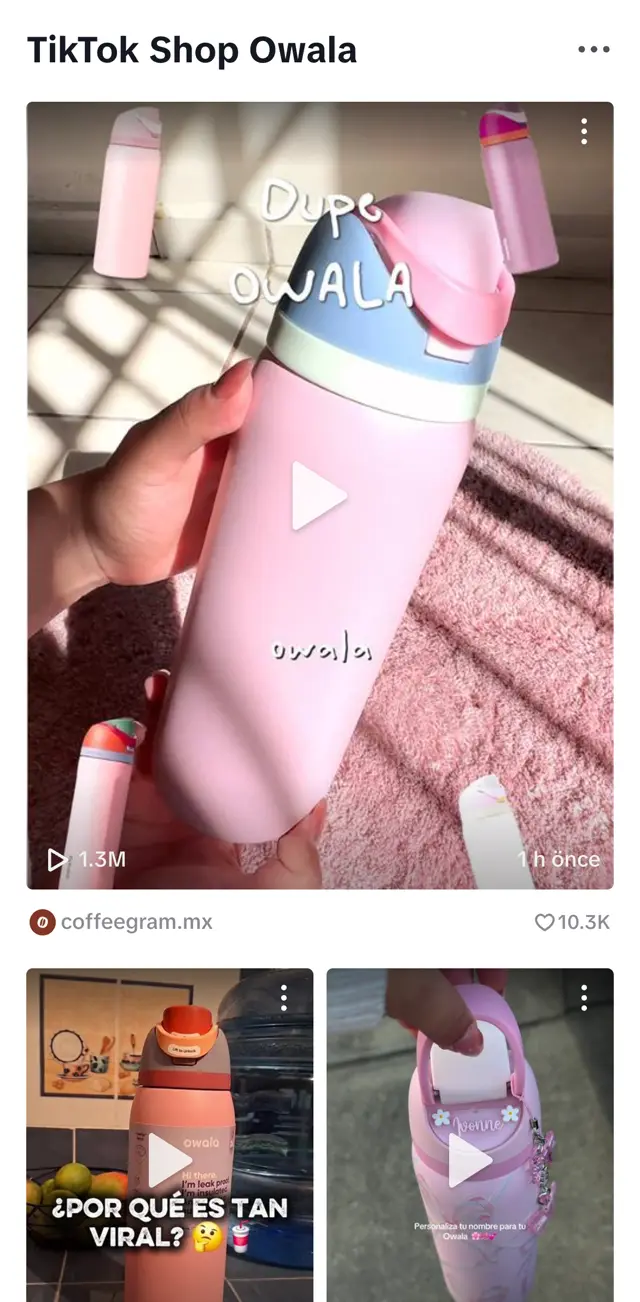 TikTok'ta TikTok Shop Owala arama sonuçları: creator videoları