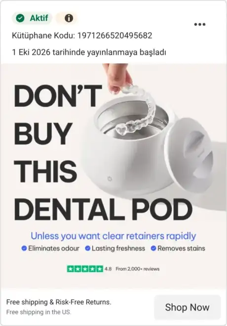 Meta Reklam Kütüphanesi, aktif reklam: Zima Dental, DON'T BUY THIS DENTAL POD, Unless you want clear retainers rapidly