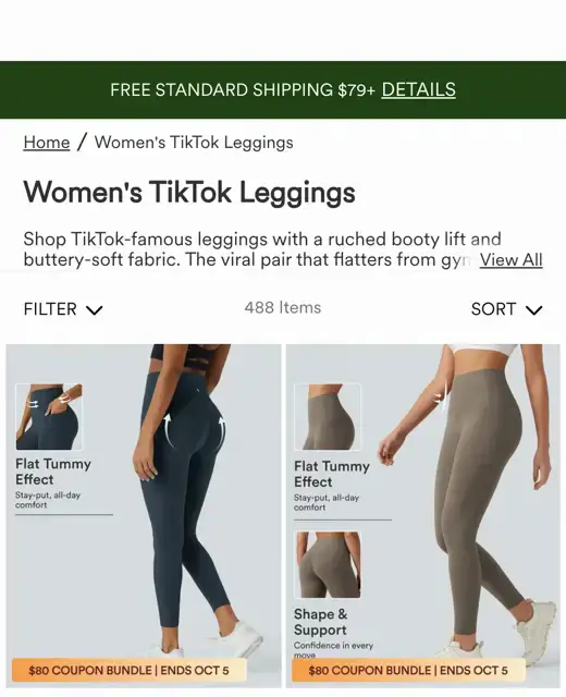 Halara sitesi mobil: Women's TikTok Leggings koleksiyonu, ruched booty lift